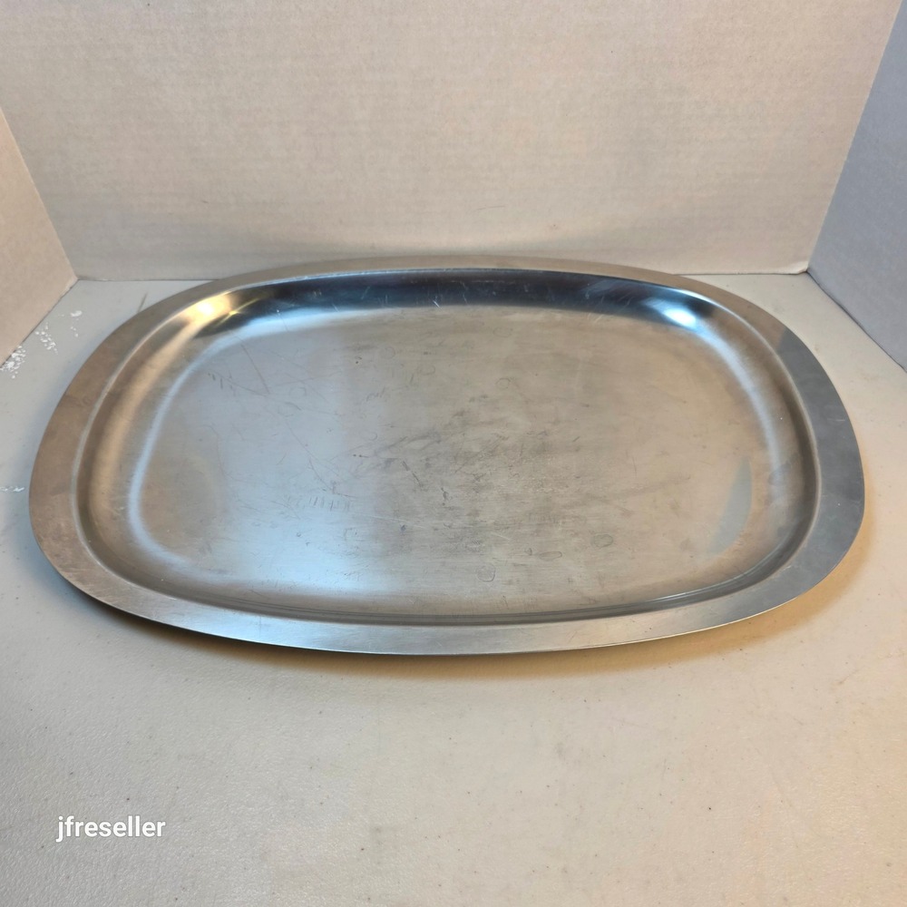 VTG Selandia Denmark Stainless Steel Oval Serving Platter Tray MCM Scandinavian